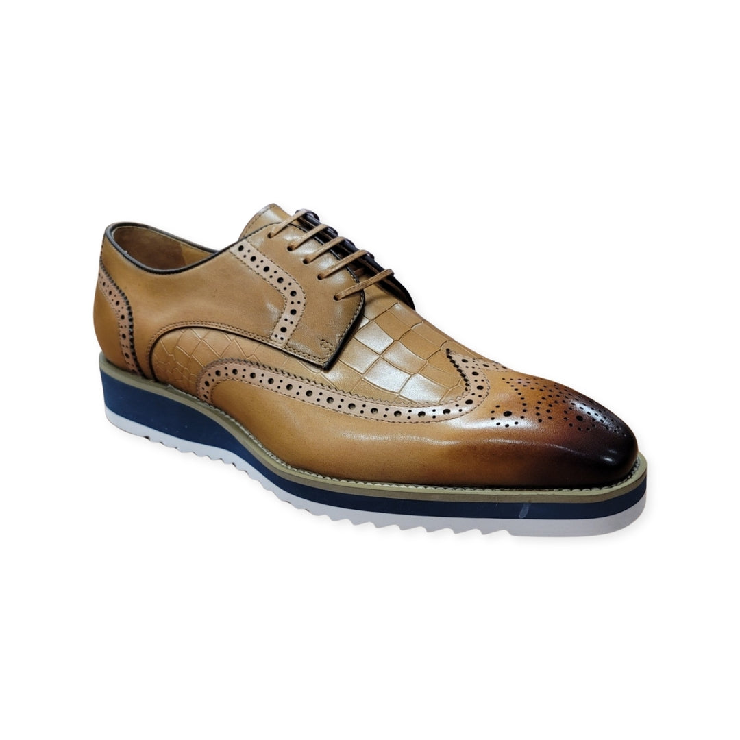 Carrucci Camel Wingtip Lace-Up Casual Oxford Shoes