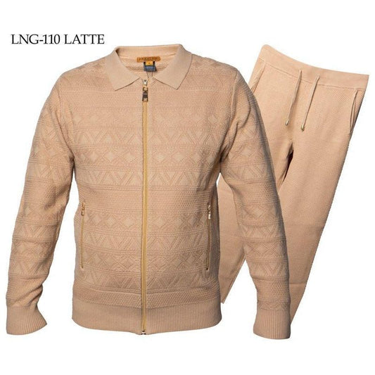 Prestige Latte Sweater Luxury Jogger Suit - LNG-110-LATTE