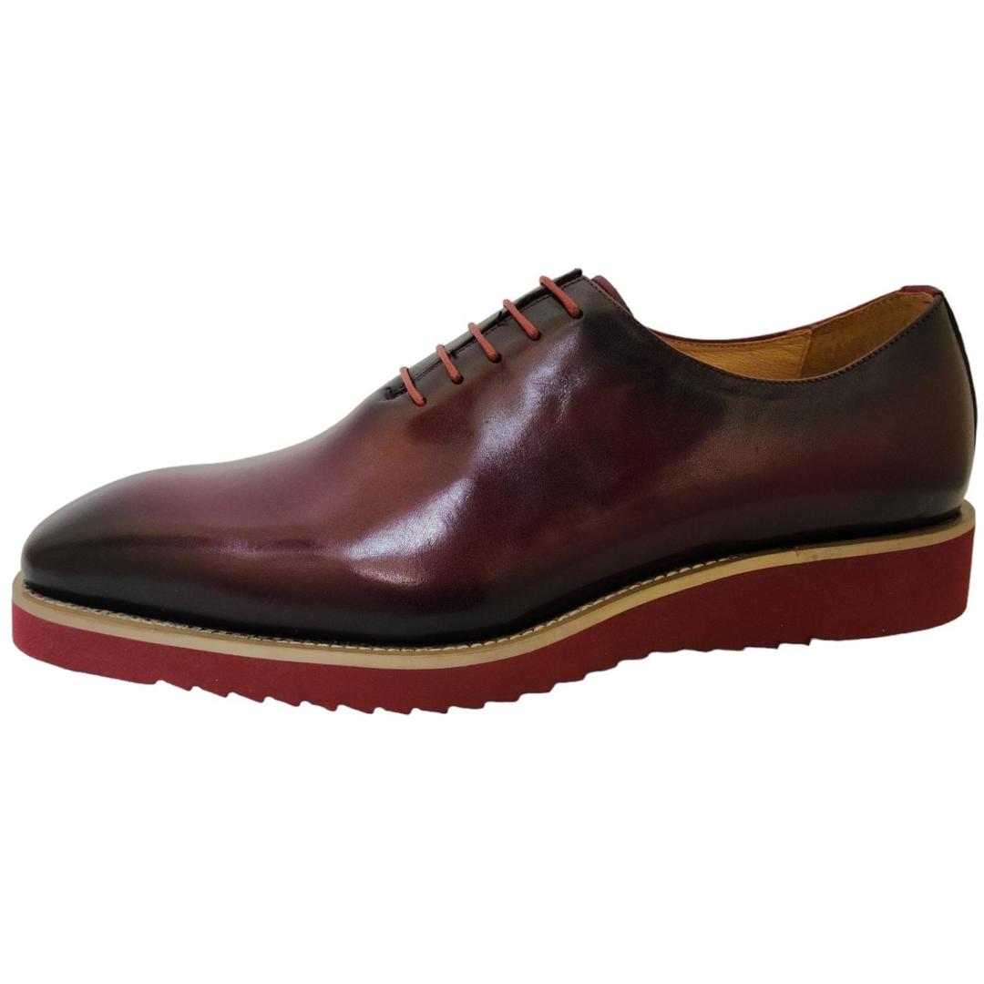 Carrucci Burgundy Whole Cut Brogue Casual Shoe - KS518-01-BURG