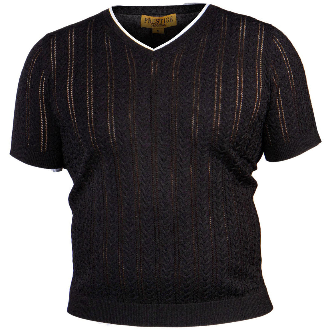 PRESTIGE BLACK V-NECK KNIT SHIRT
