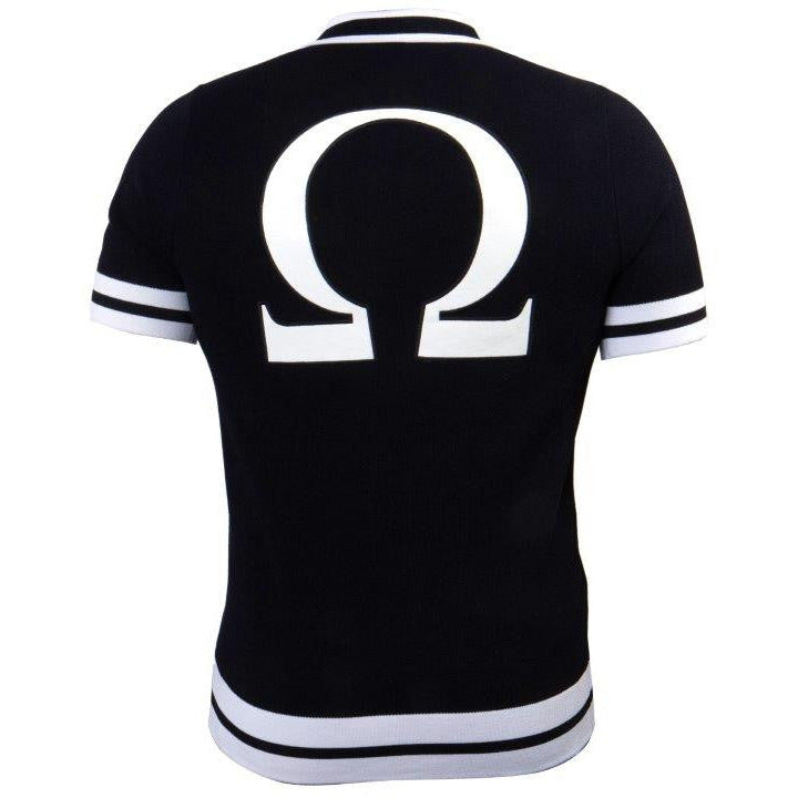 PRESTIGE GREEK OMEGA ZIP-UP BLACK WHITE SHIRT