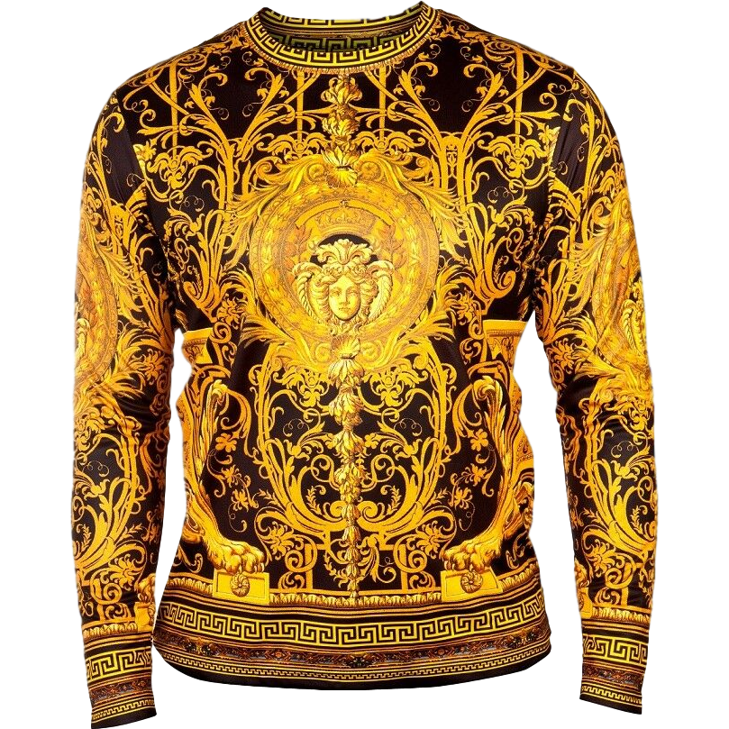 PRESTIGE VERSACE INSPIRED GOLD BLACK DIGITAL PRINT SHIRT