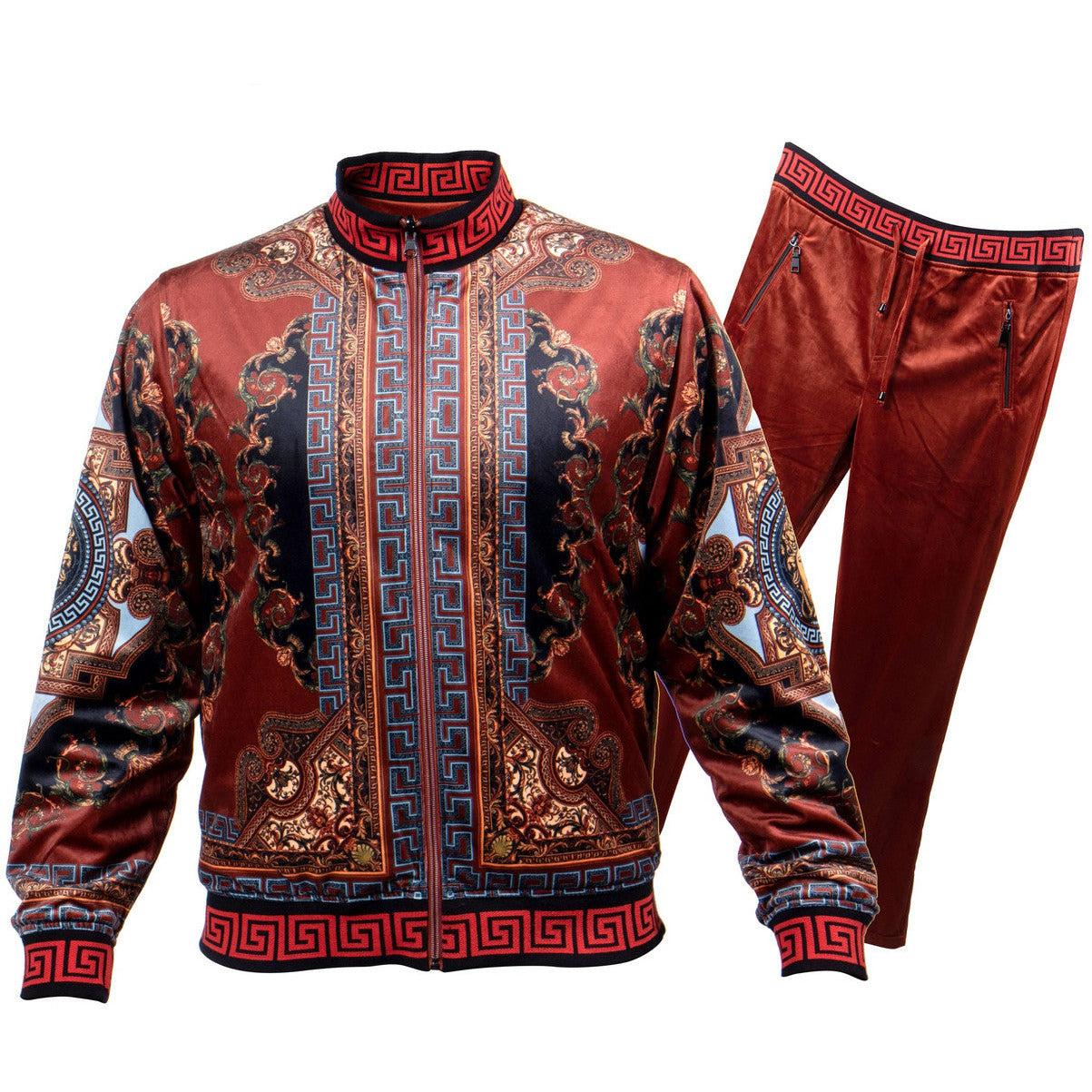 Prestige Brick Gold Reversible Velvet Luxury Jogger Suit