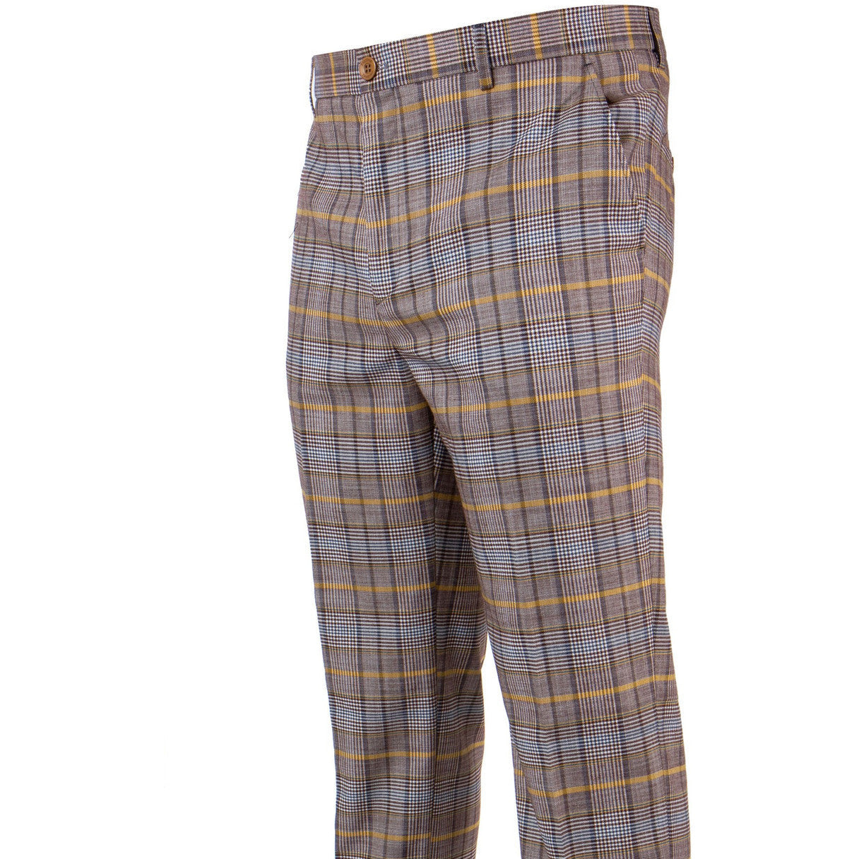 Prestige Brown Blue Yellow Plaid Pants - Main Image