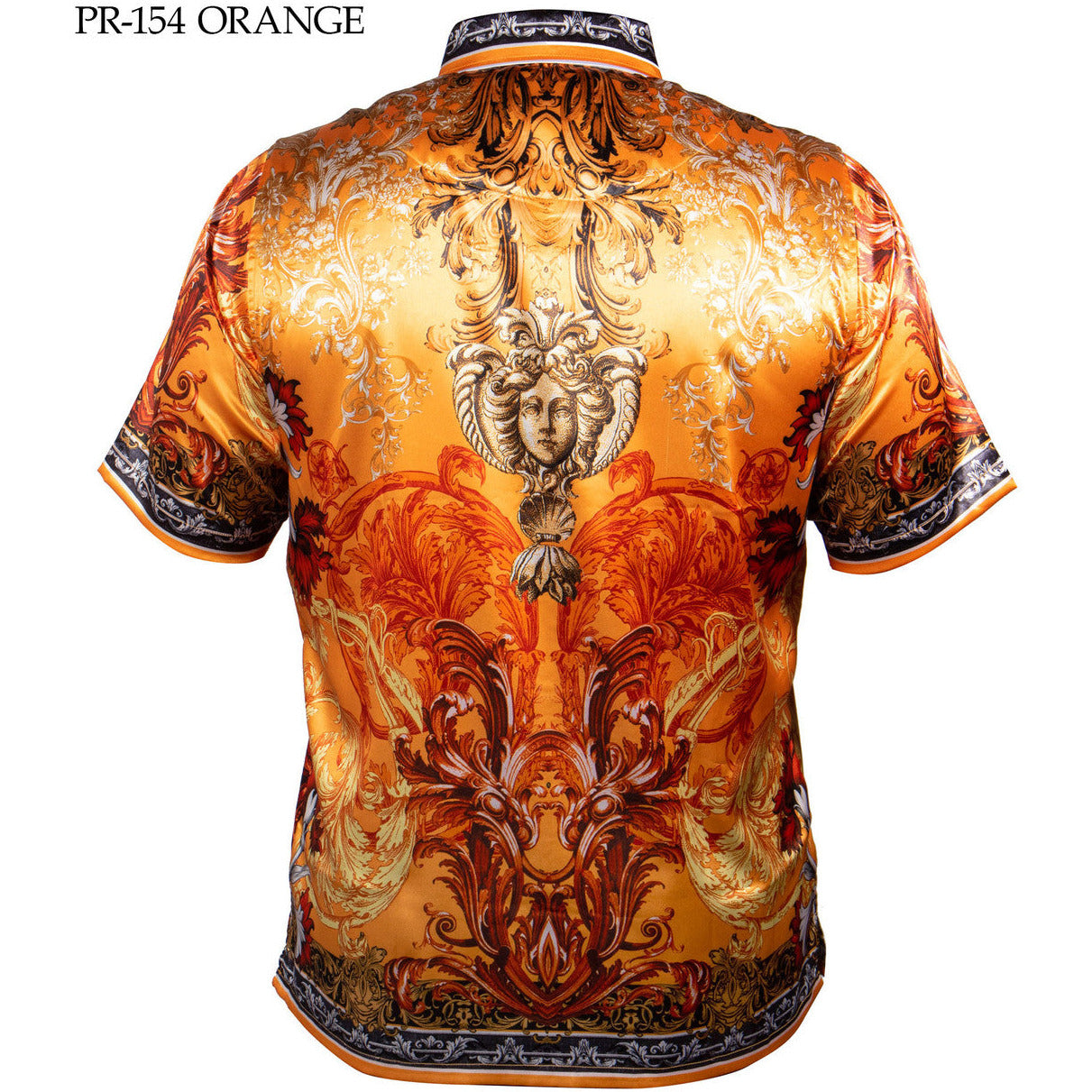 PRESTIGE VERSACE INSPIRED ORANGE SATIN SHIRT