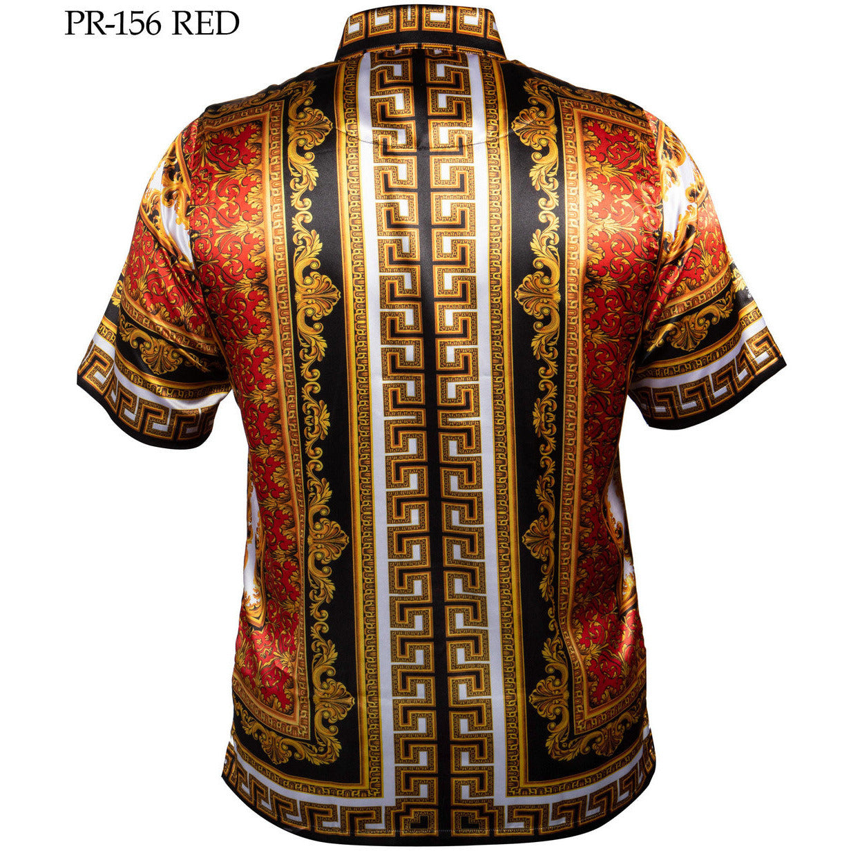 PRESTIGE VERSACE INSPIRED RED GOLD SATIN SHIRT