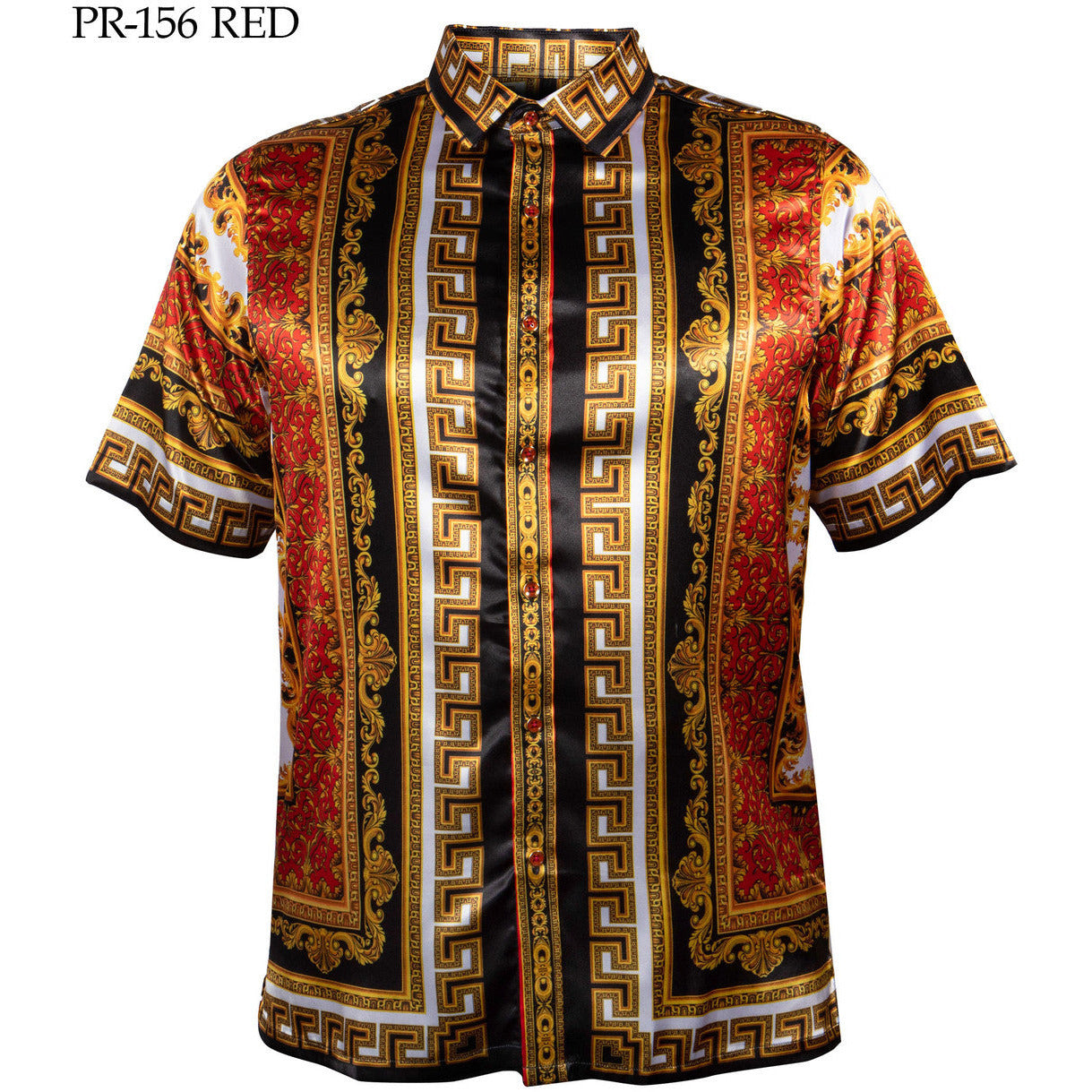 PRESTIGE VERSACE INSPIRED RED GOLD SATIN SHIRT