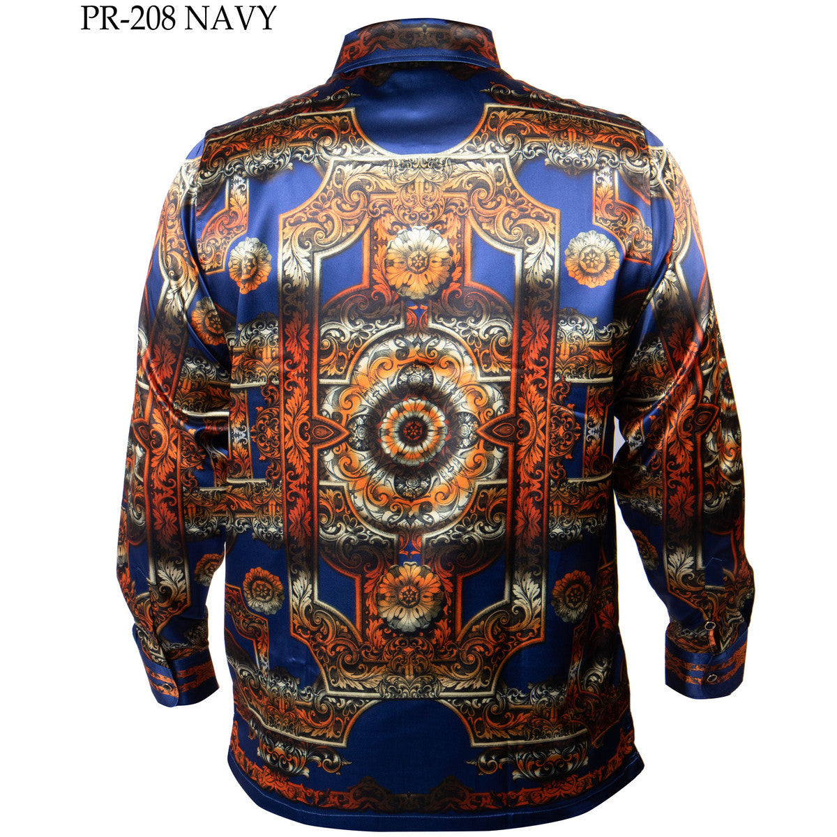 PRESTIGE VERSACE INSPIRED NAVY ORANGE SHIRT