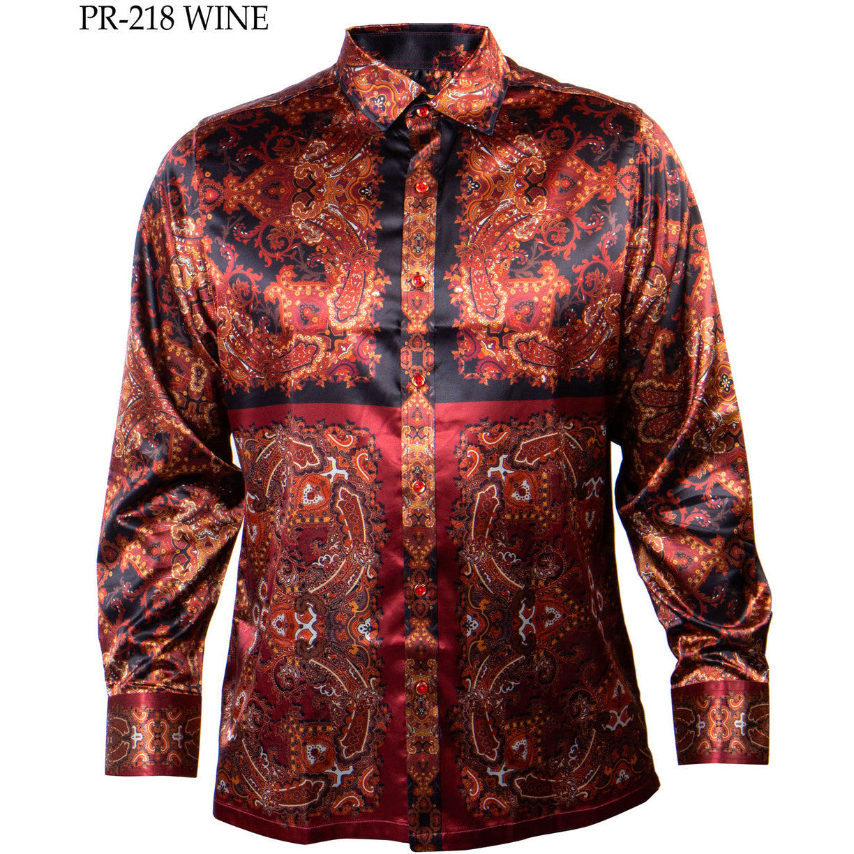 PRESTIGE VERSACE INSPIRED WINE RUST BLACK SHIRT
