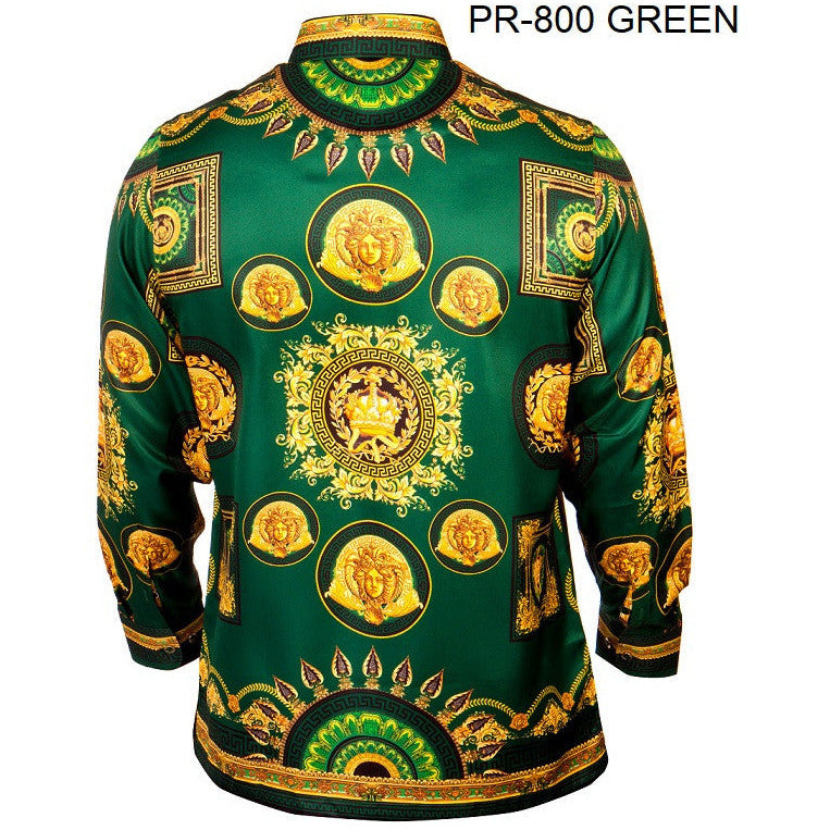 PRESTIGE BUTTON DOWN GREEN PATTERNED SHIRT