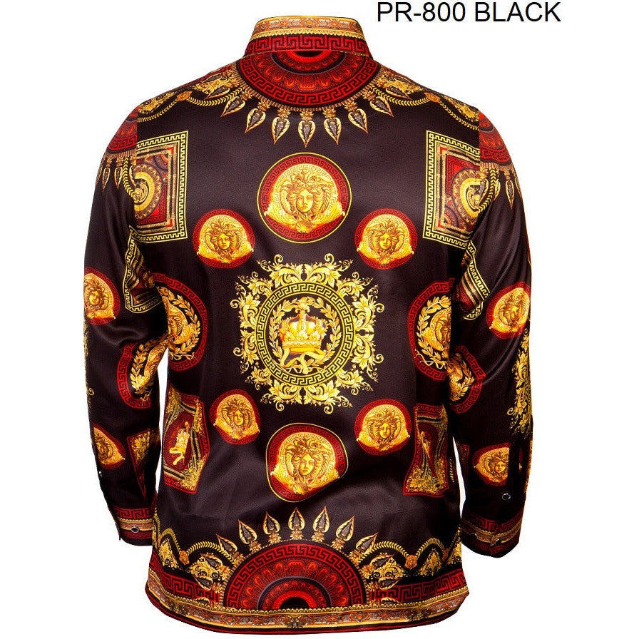 PRESTIGE BUTTON DOWN BLACK PATTERNED SHIRT