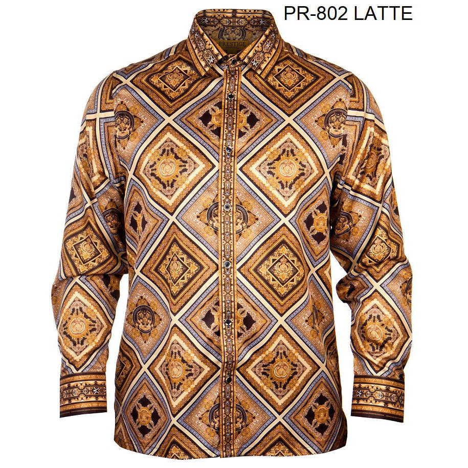 PRESTIGE BUTTON DOWN  LATTE VERSACE INSPIREDSHIRT