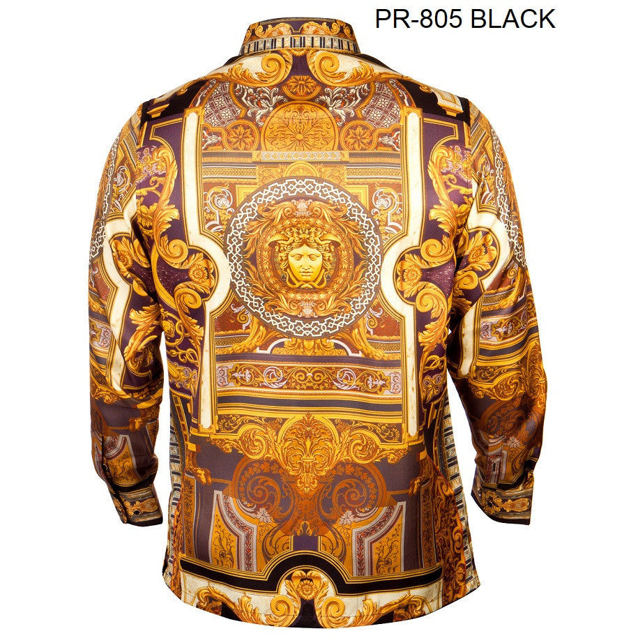 PRESTIGE BUTTON DOWN BLACK VERSACE INSPIRED SHIRT
