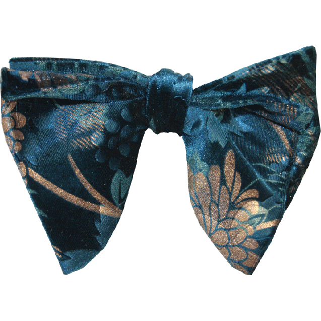 Black Pink Tulip Floral Velvet Butterfly Tear Drop Bowtie