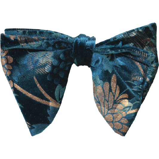 Black Pink Tulip Floral Velvet  Butterfly Tear Drop Bowtie