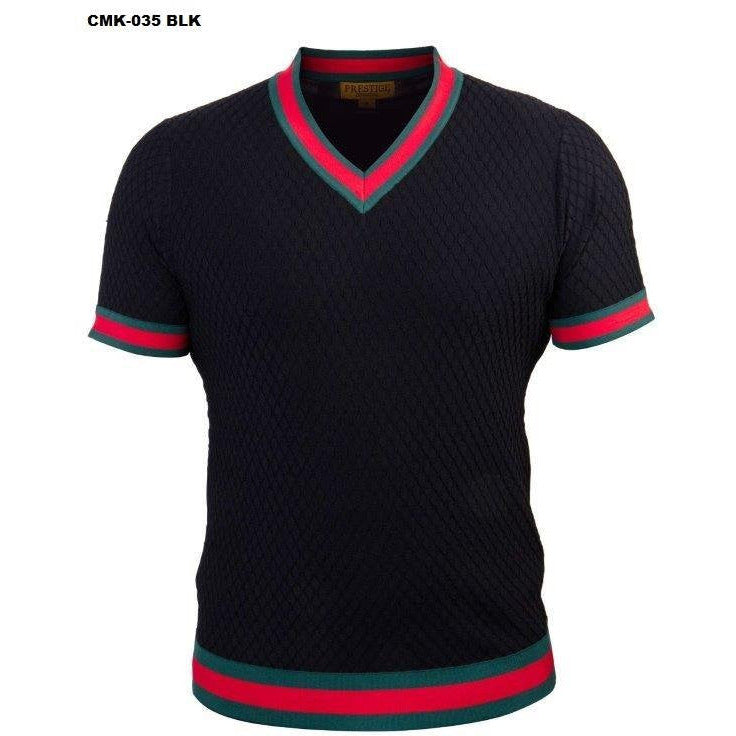 PRESTIGE V-NECK HONEYCOMB GUCCI INSPIRED BLACK SHIRT