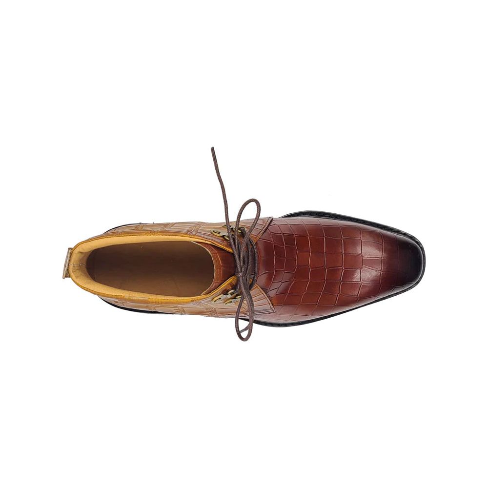 Carrucci Alligator Embossed Whiskey Cognac Leather Chukka Boot