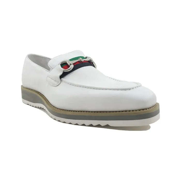 Carrucci White Horsebit Buckle Casual Loafer