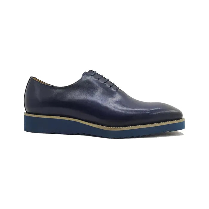 Carrucci Navy Whole Cut Brogue Casual Shoe - KS518-01-NAVY