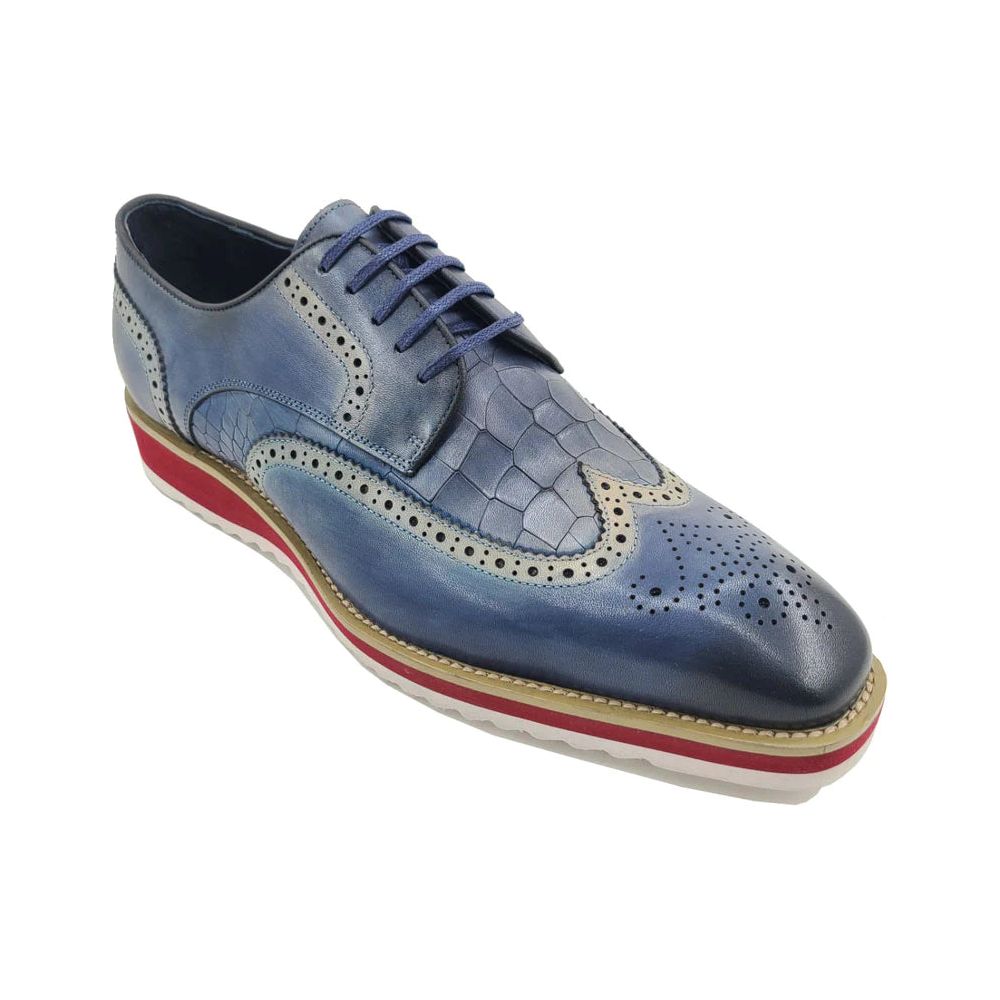 Carrucci Blue Wingtip Lace-Up Casual Oxford Shoes