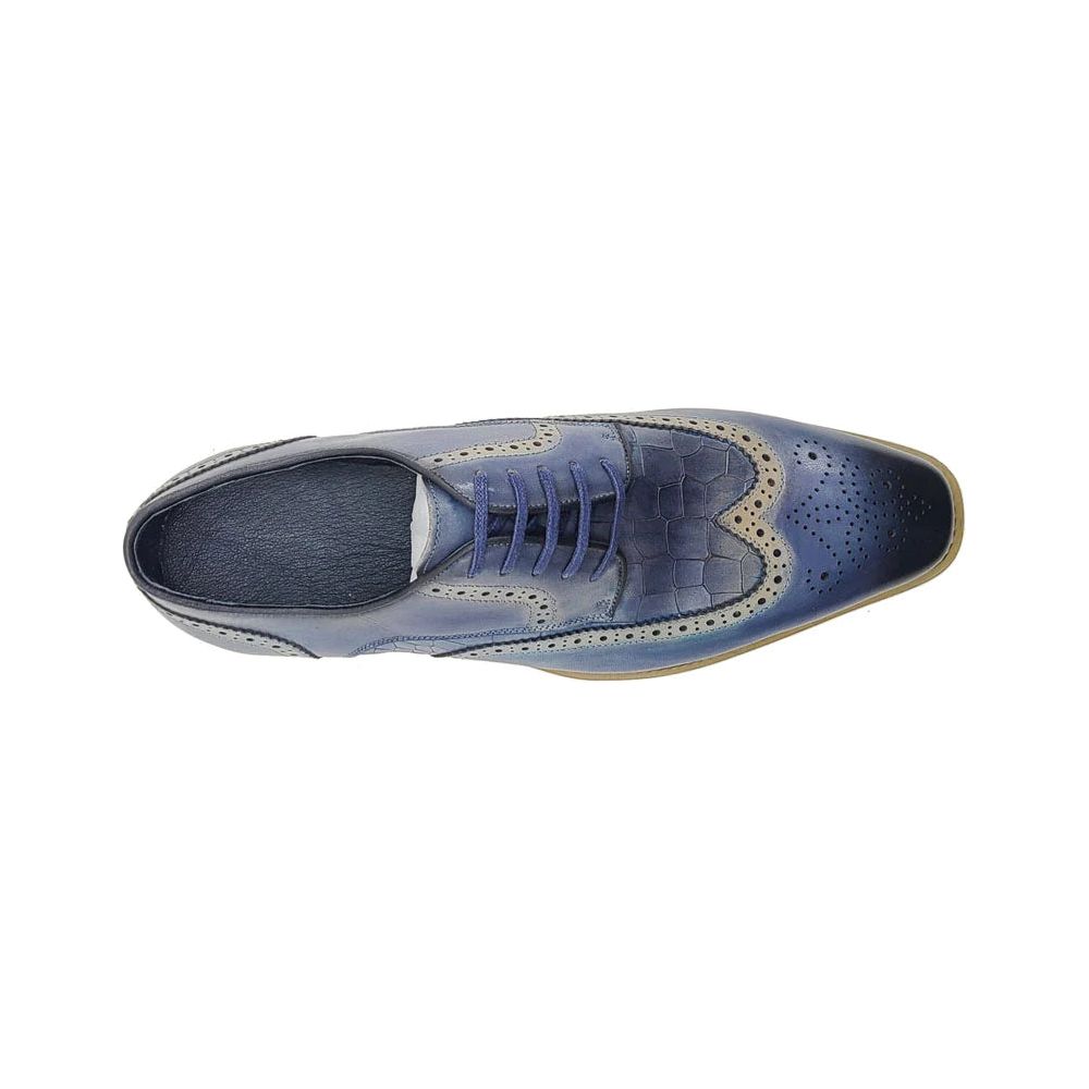 Carrucci Blue Wingtip Lace-Up Casual Oxford Shoes