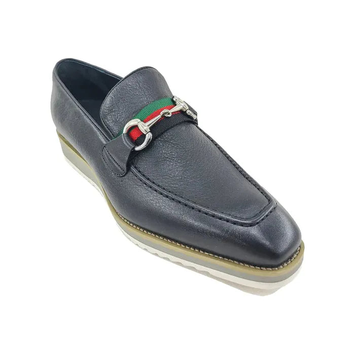Carrucci Black Horsebit Buckle Casual Loafer