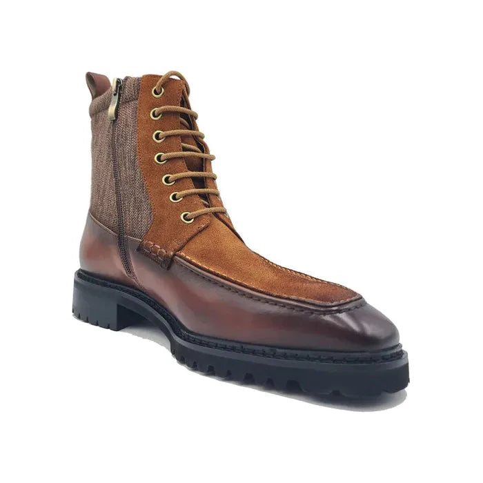 Carrucci Brown Burnished Calfskin & Suede Slip-On Boot
