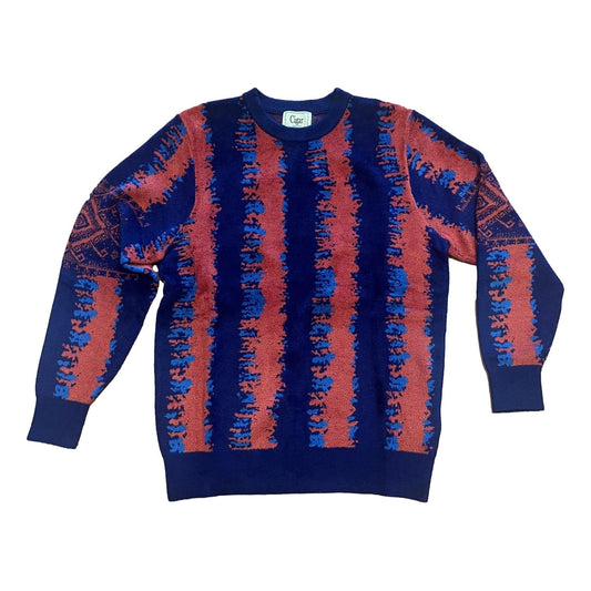 Navy Orange Chenille Sweater SC-432
