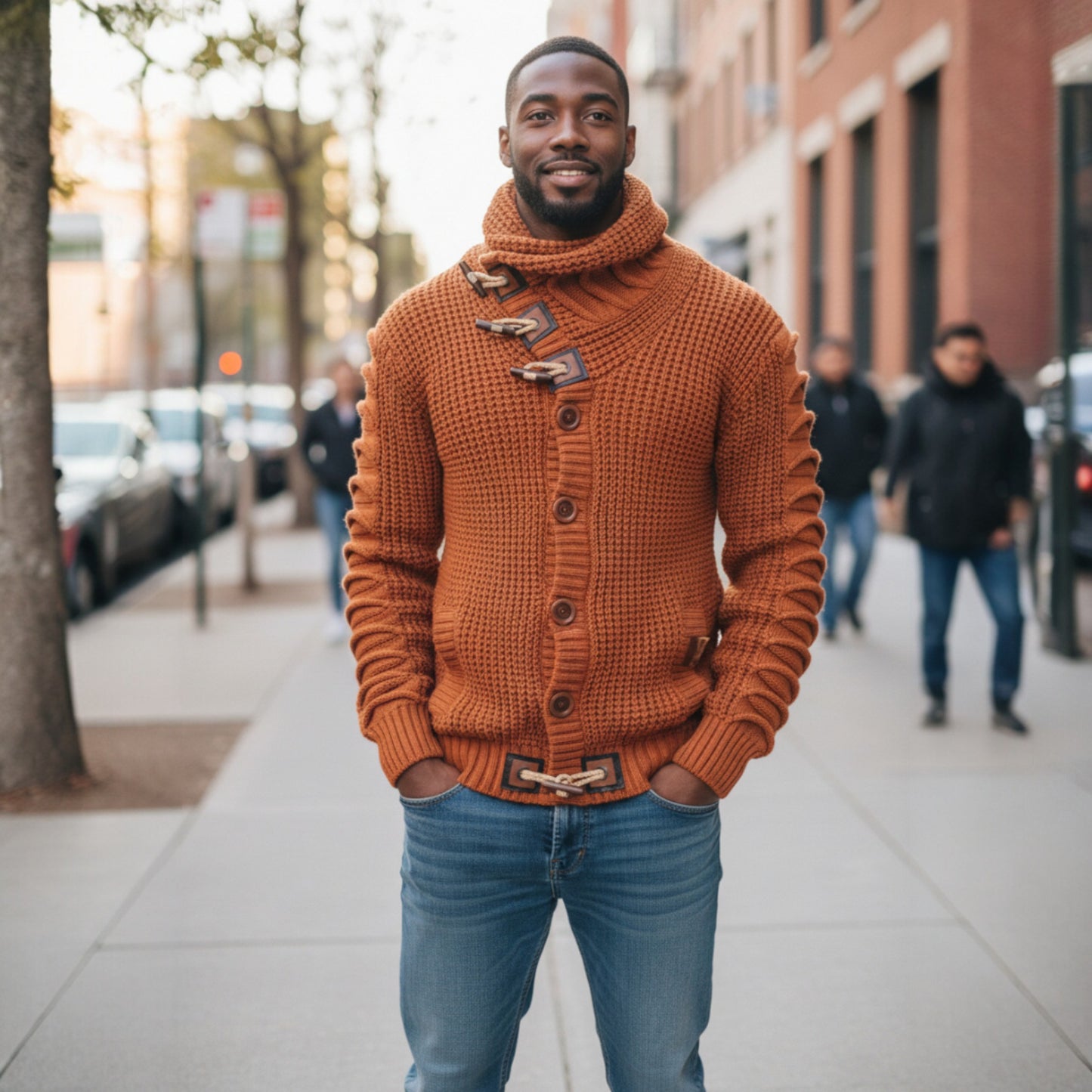 Cinnamon Wrap Neck Cardigan Sweater