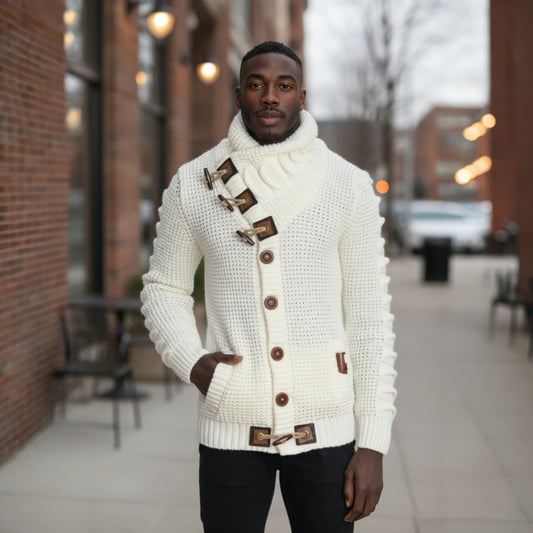 LCR Ecru White Wrap Neck Sweater