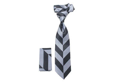 Black Silver Chevron Necktie | 747- 7