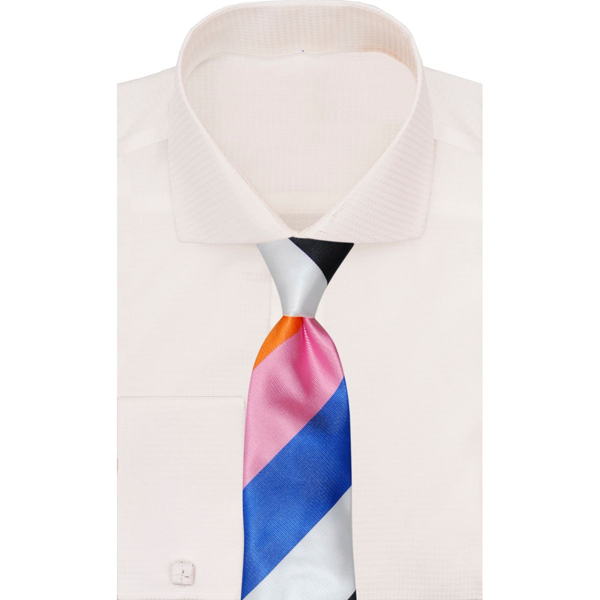 Verse 9 Orange Pink Black Blue White Stripe Neck Tie Crypto Stripe M7