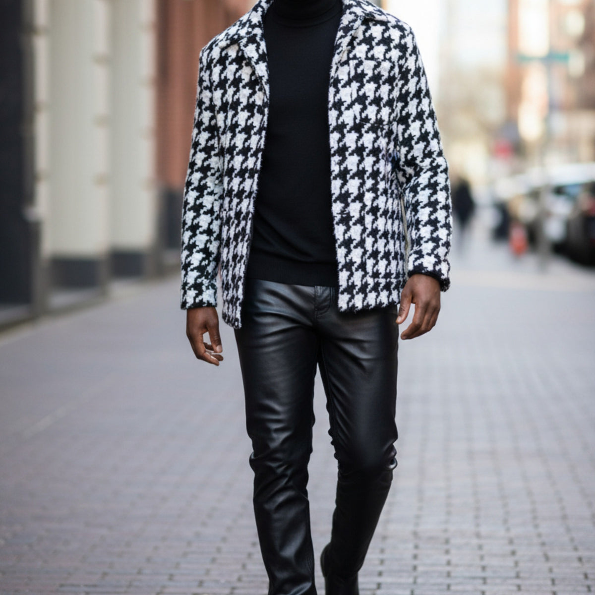 BRX Couture Black White Big Houndstooth Mohair Jacket - BRX-710