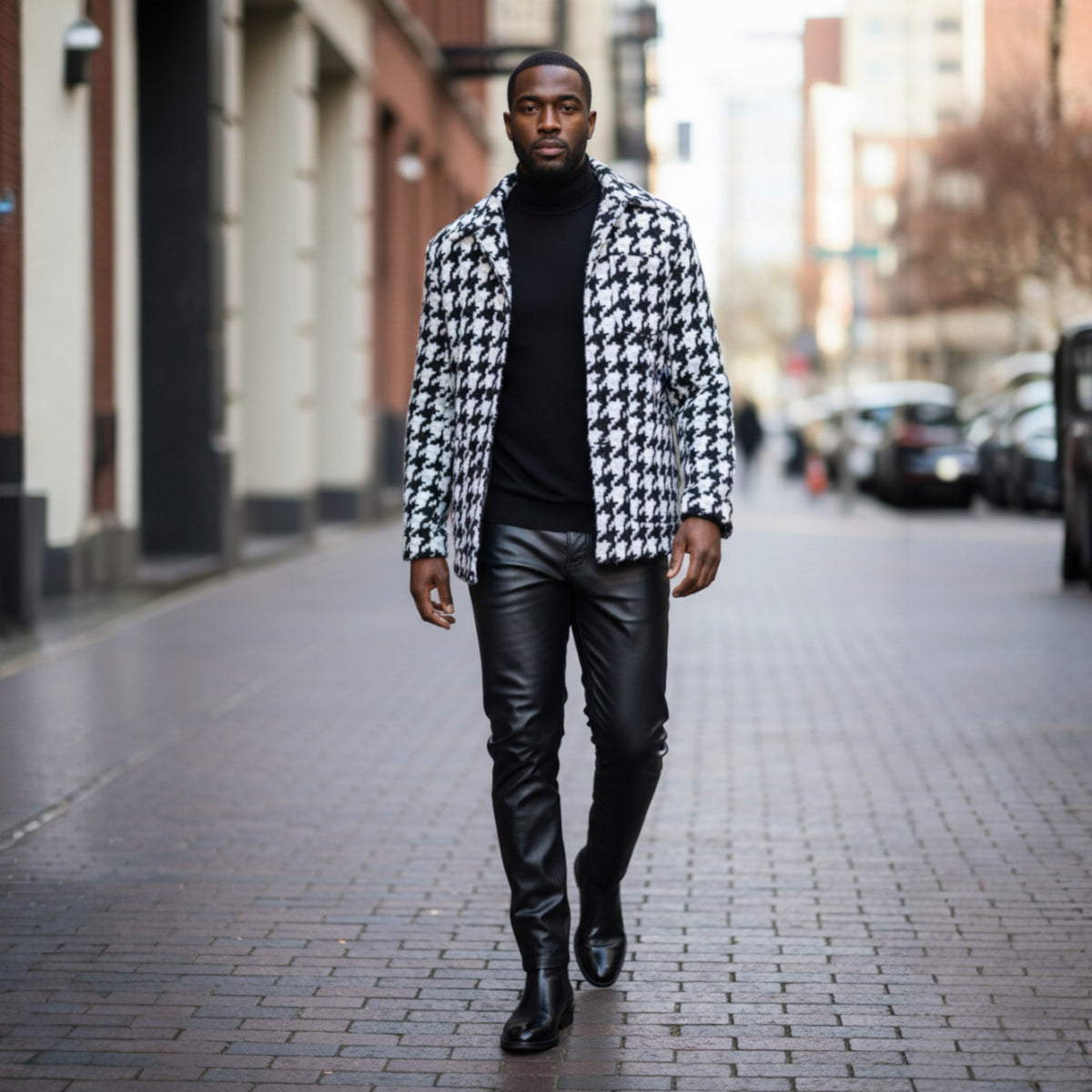 BRX Couture Black White Big Houndstooth Mohair Jacket - BRX-710