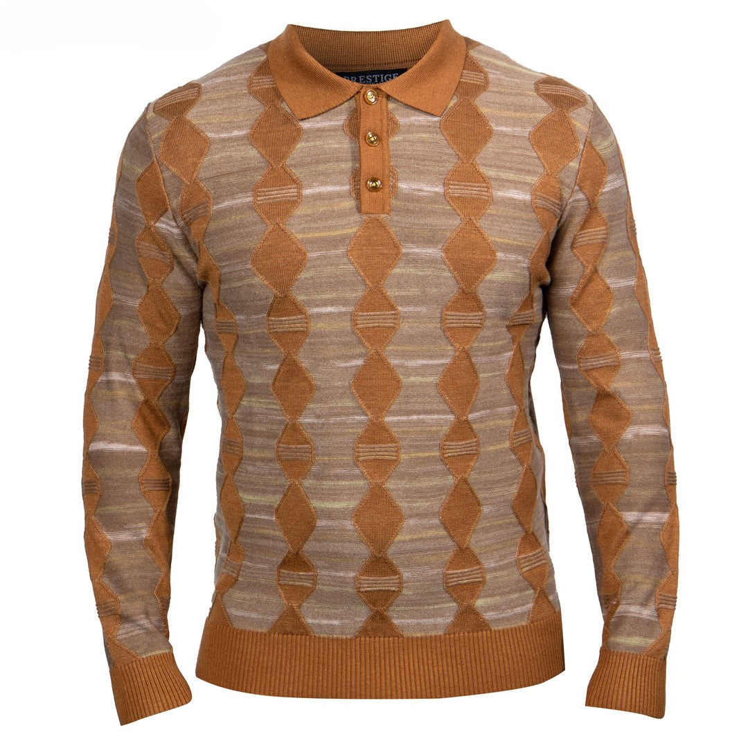 Prestige Toffee Brown Textured Polo Sweater SW-227