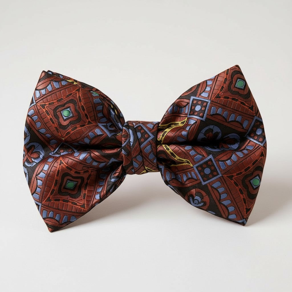 Rust Blue Geometric Bowtie BTP2119