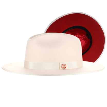 Bruno Capelo Monarch Bone Red Bottom Fedora Hat