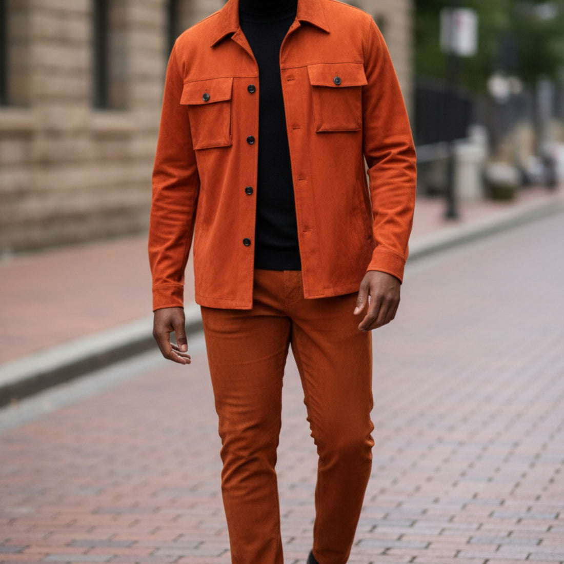 C Couture Rust Brick Suede Casual Suit - CJP-743