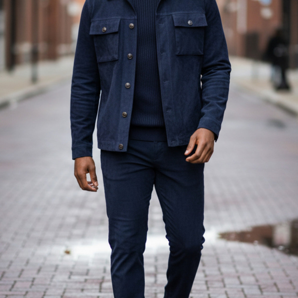 C Couture Navy Suede Casual Suit - CJP-743
