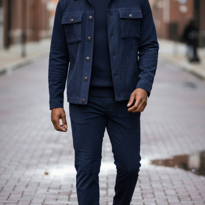 C Couture Navy Suede Casual Suit - CJP-743