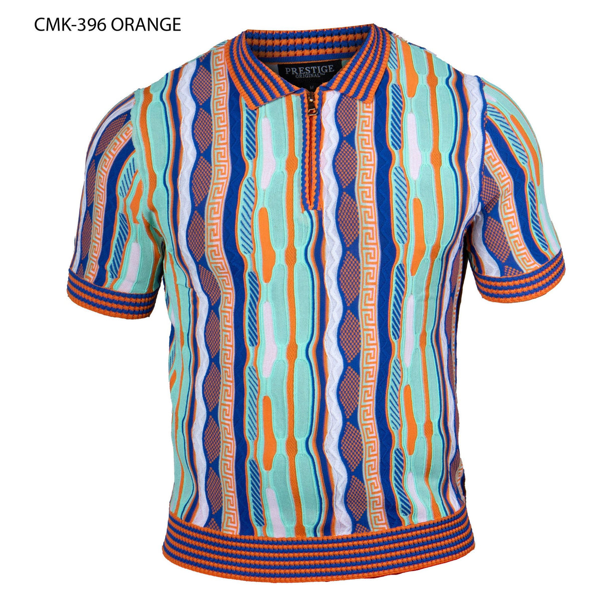 Prestige Luxury Coogi Inspire Orange Blue Aqua Polo Shirt CMK-396