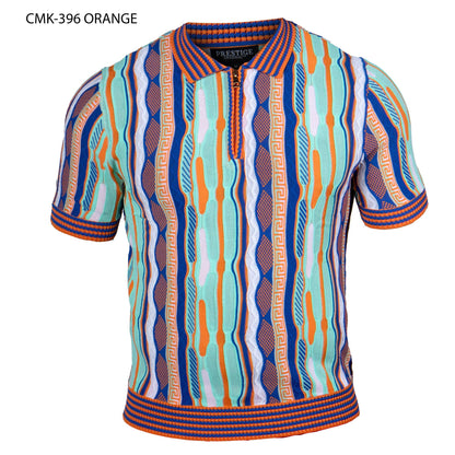 Prestige Luxury Coogi Inspire Orange Blue Aqua Polo Shirt CMK-396