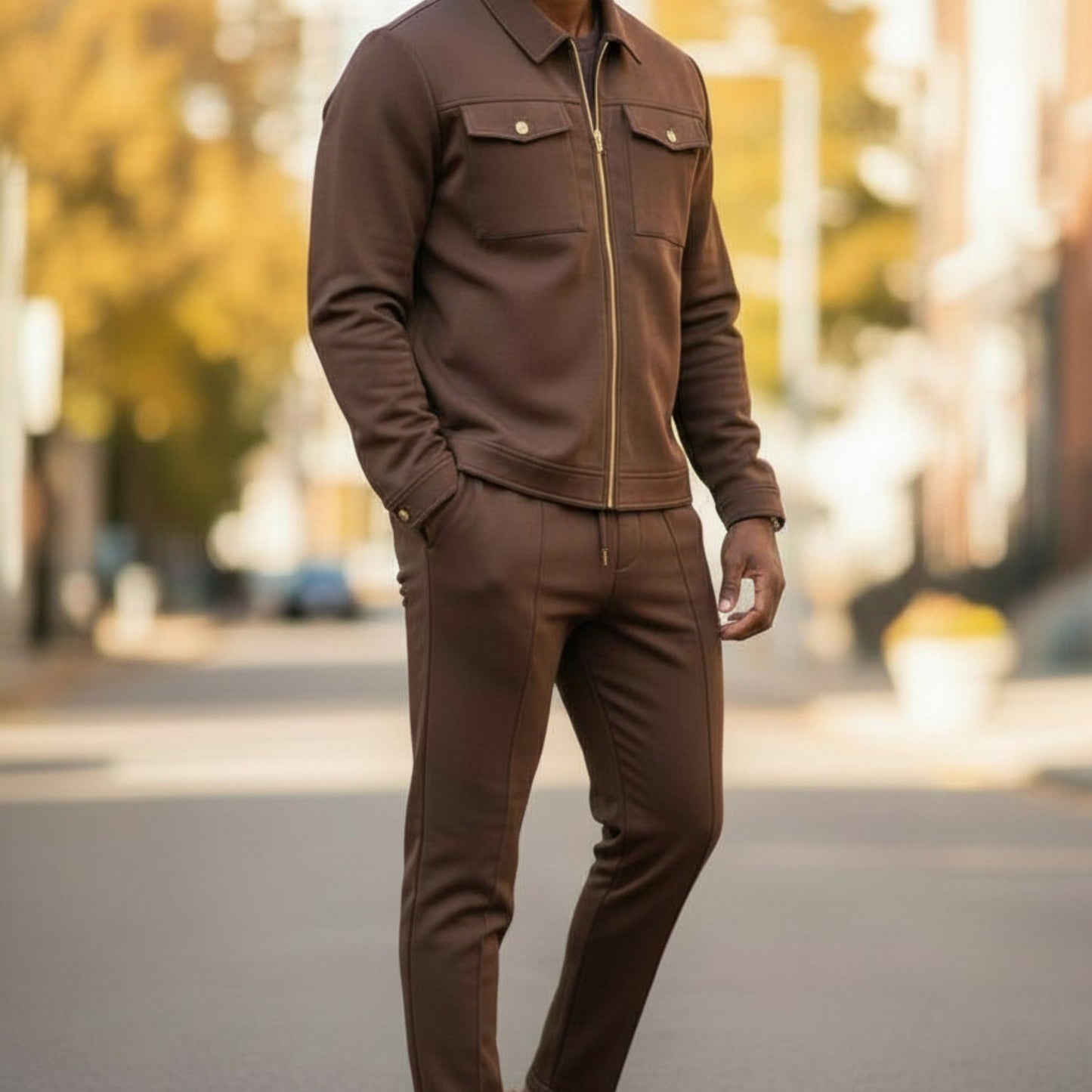 Prestige Luxury Brown Lounge Jogger - CSL-136