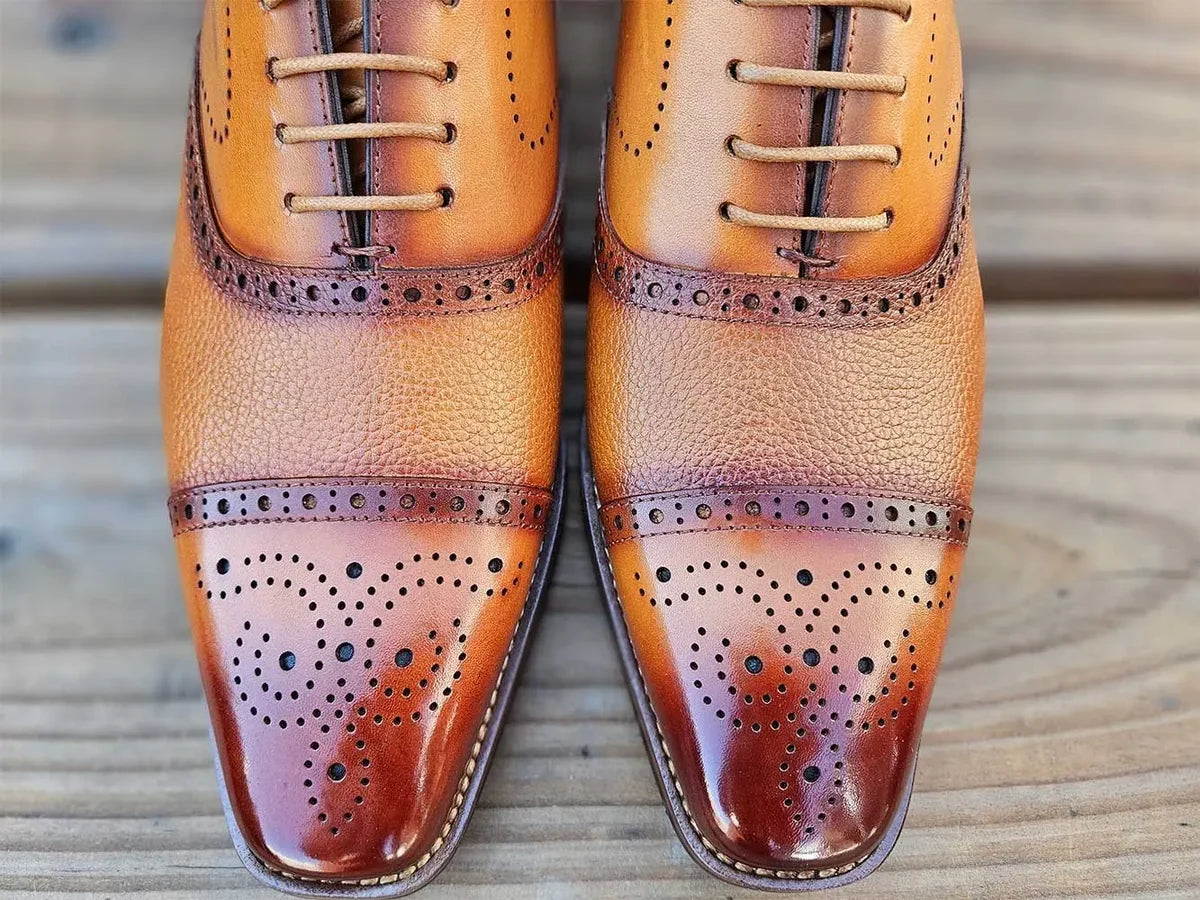 Carrucci Cognac Cap Toe Oxford Dress Shoe  - KL903-06