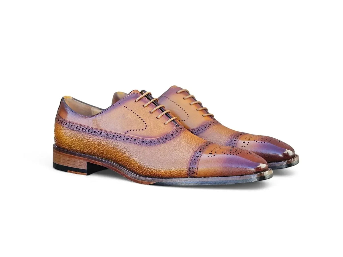 Carrucci Cognac Cap Toe Oxford Dress Shoe  - KL903-06