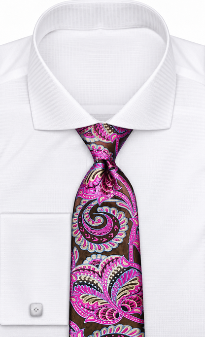 Brown and Pink Paisley Necktie | BUGSY 10