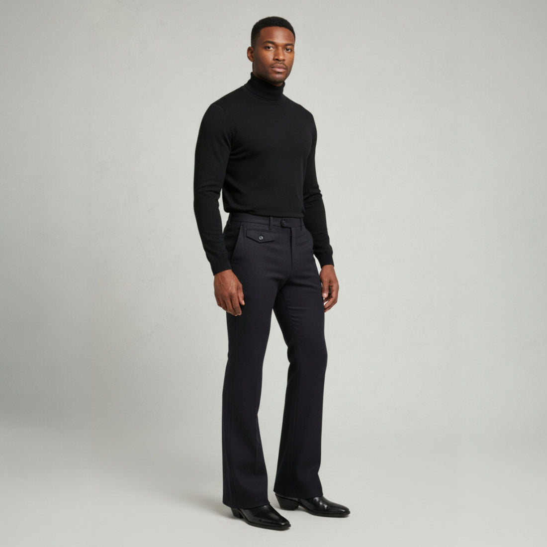C Couture Black Flannel Flare Leg Pants - FSL-900