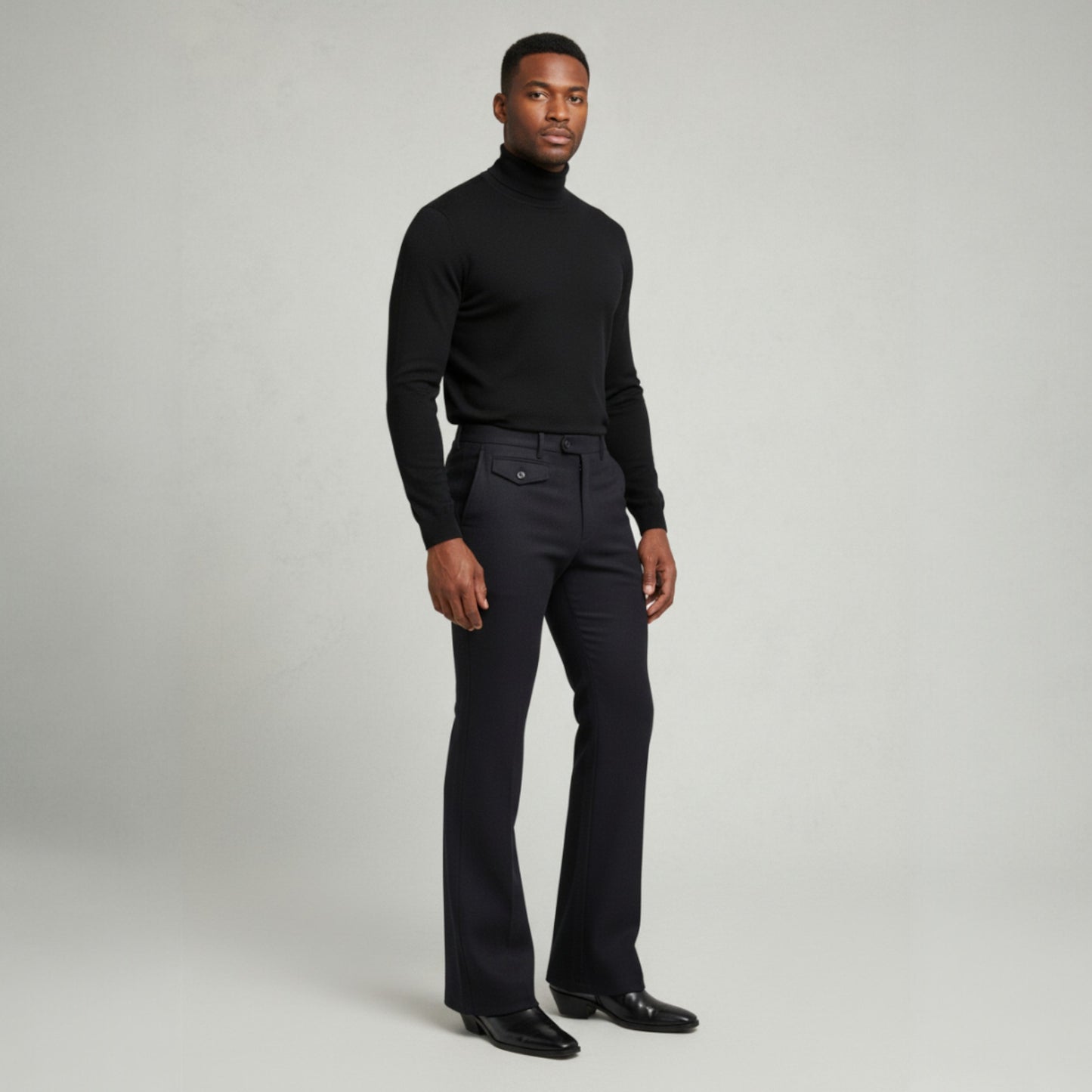 C Couture Black Flannel Flare Leg Pants - FSL-900