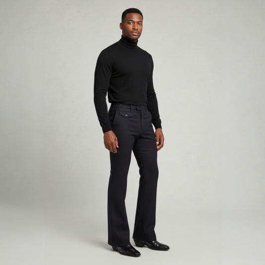 C Couture Black Flannel Flare Leg Pants - FSL-900