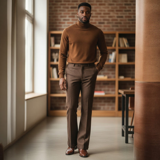 C Couture Brown Flannel Flare Leg Pants - FSL-900